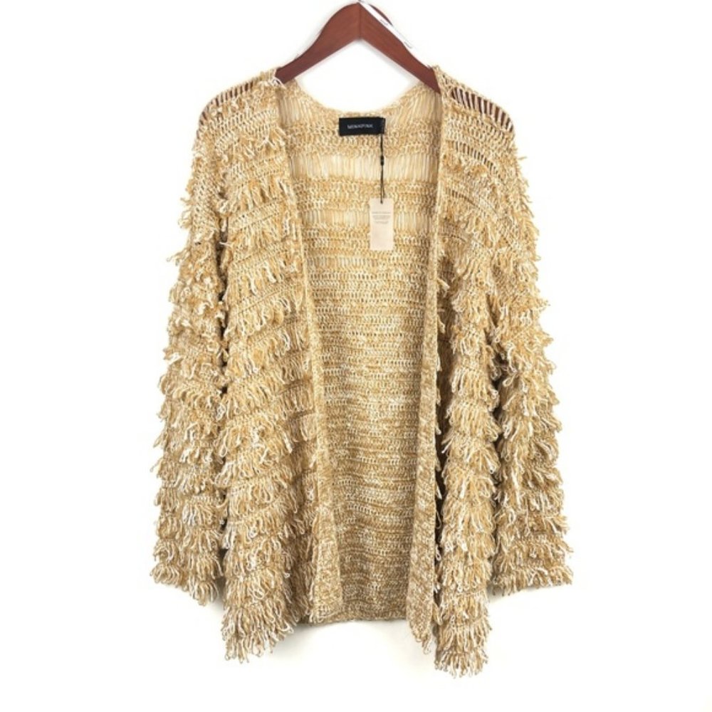 NEW MINKPINK Shaggy Oversized Fringe Cardigan - Picture 1 of 6